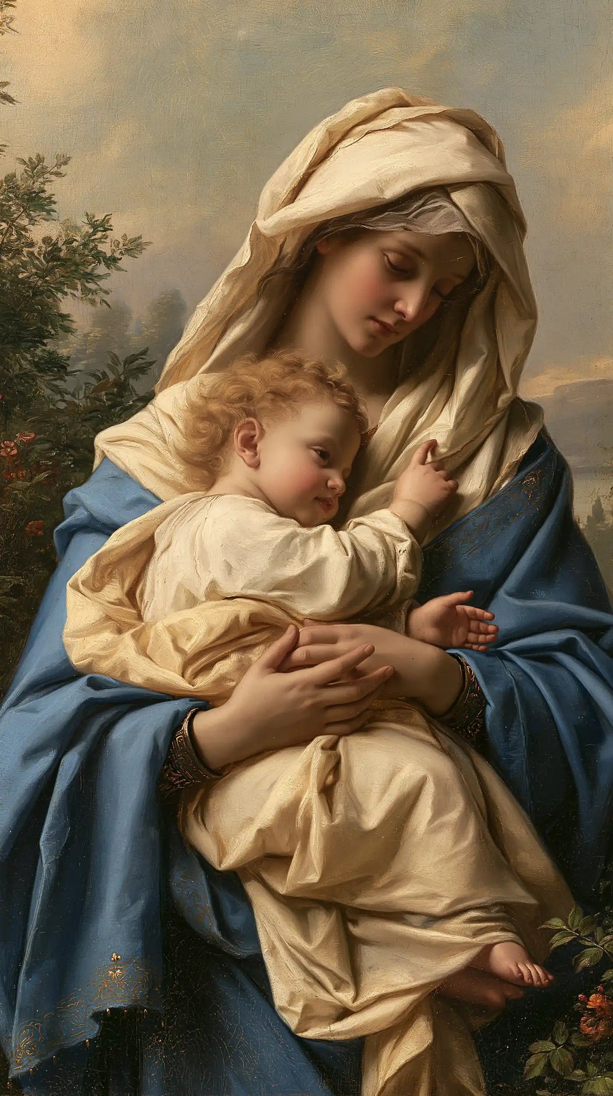 the Virgin Mary with the Child Jesus in Florentine Renaissance style, portrait Christian artwork no. 3