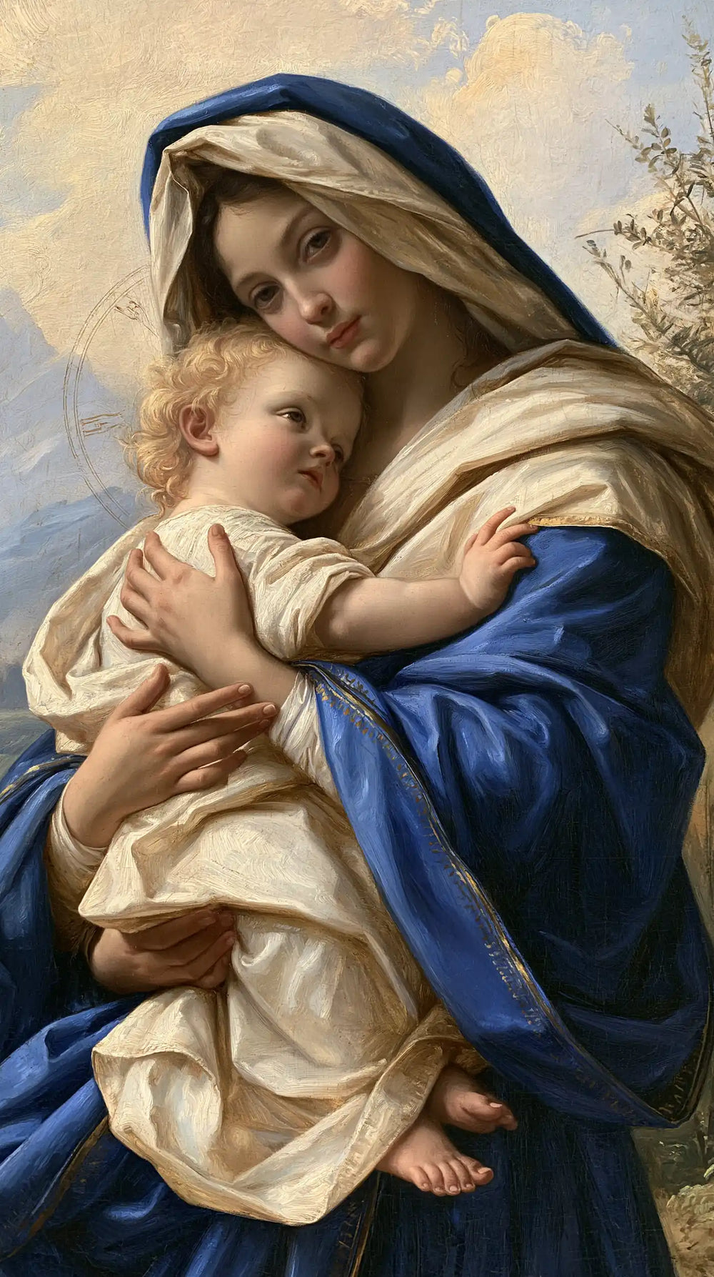 the Virgin Mary with the Child Jesus in Florentine Renaissance style, portrait Christian artwork no. 8