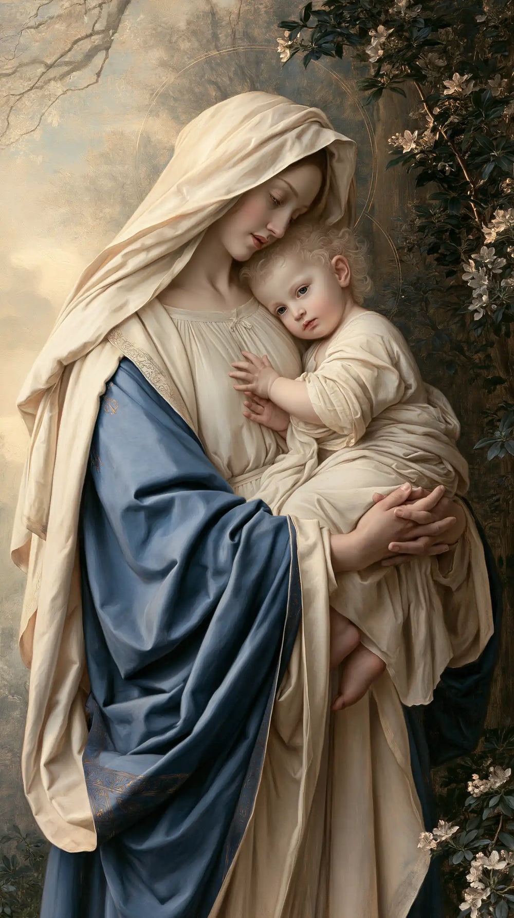 the Virgin Mary with the Child Jesus in Florentine Renaissance style, portrait Christian artwork no. 18