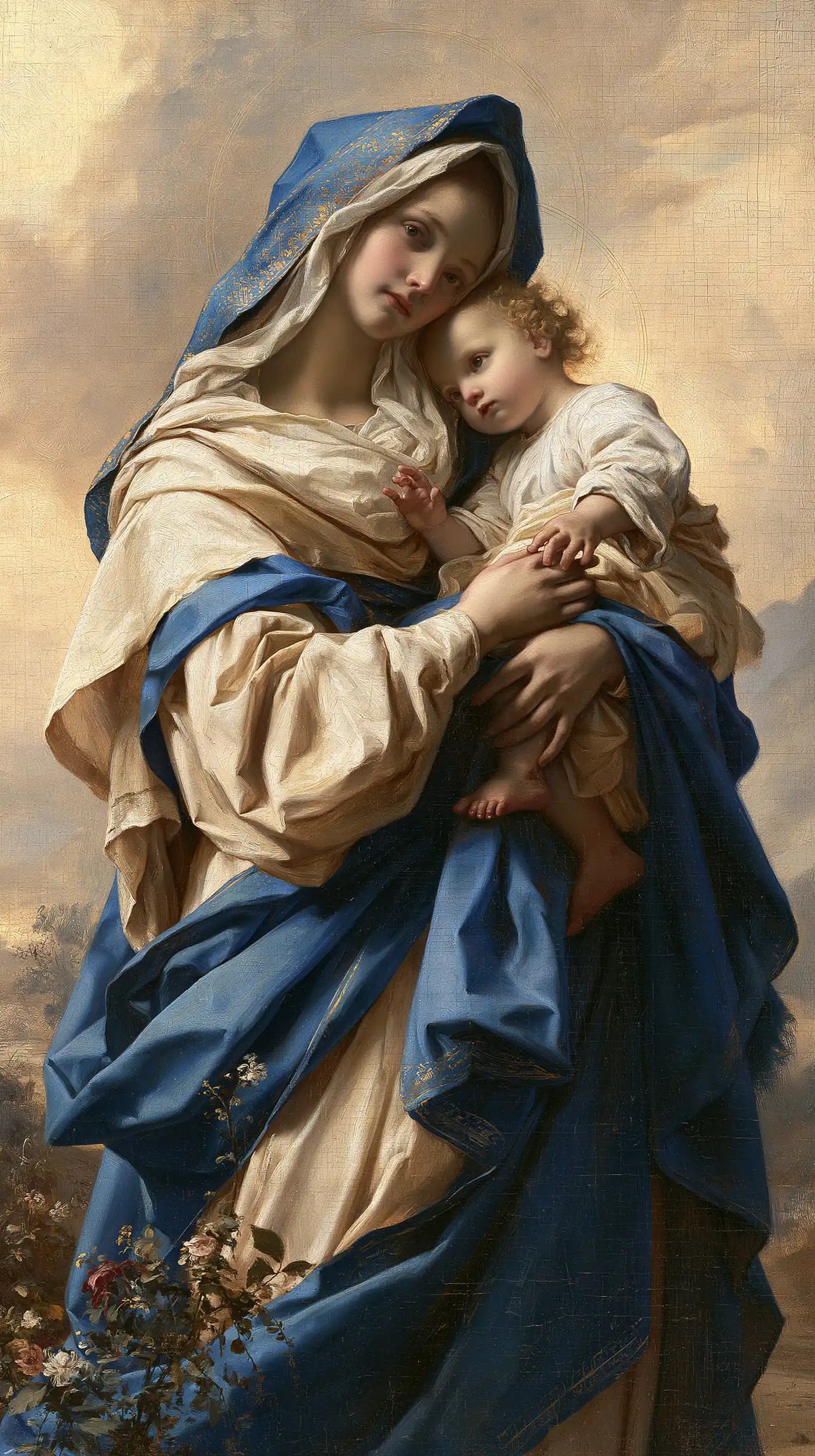 the Virgin Mary with the Child Jesus in Florentine Renaissance style, portrait Christian artwork no. 19