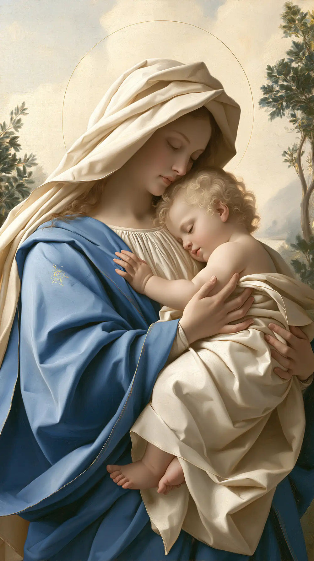 the Virgin Mary with the Child Jesus in Florentine Renaissance style, portrait Christian artwork no. 30
