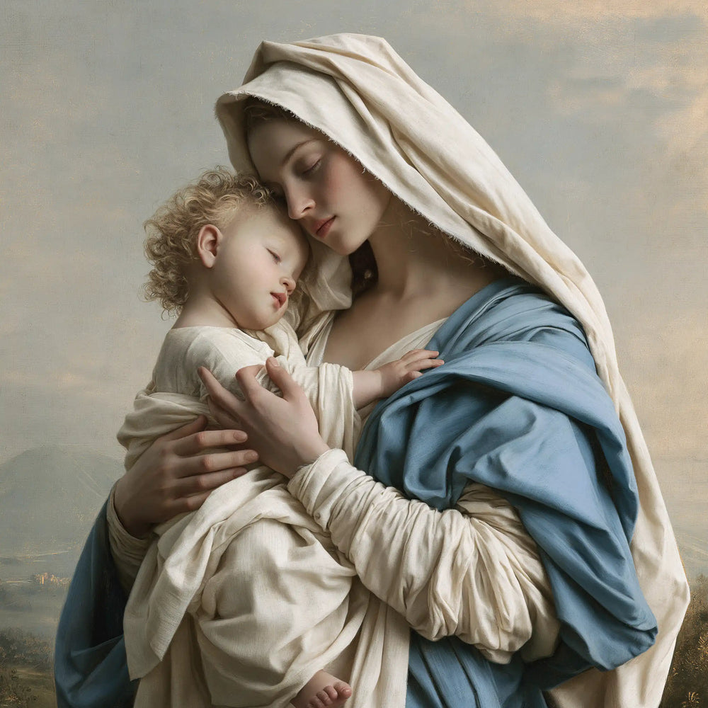 the Virgin Mary with the Child Jesus in Florentine Renaissance style, square Christian artwork no. 2