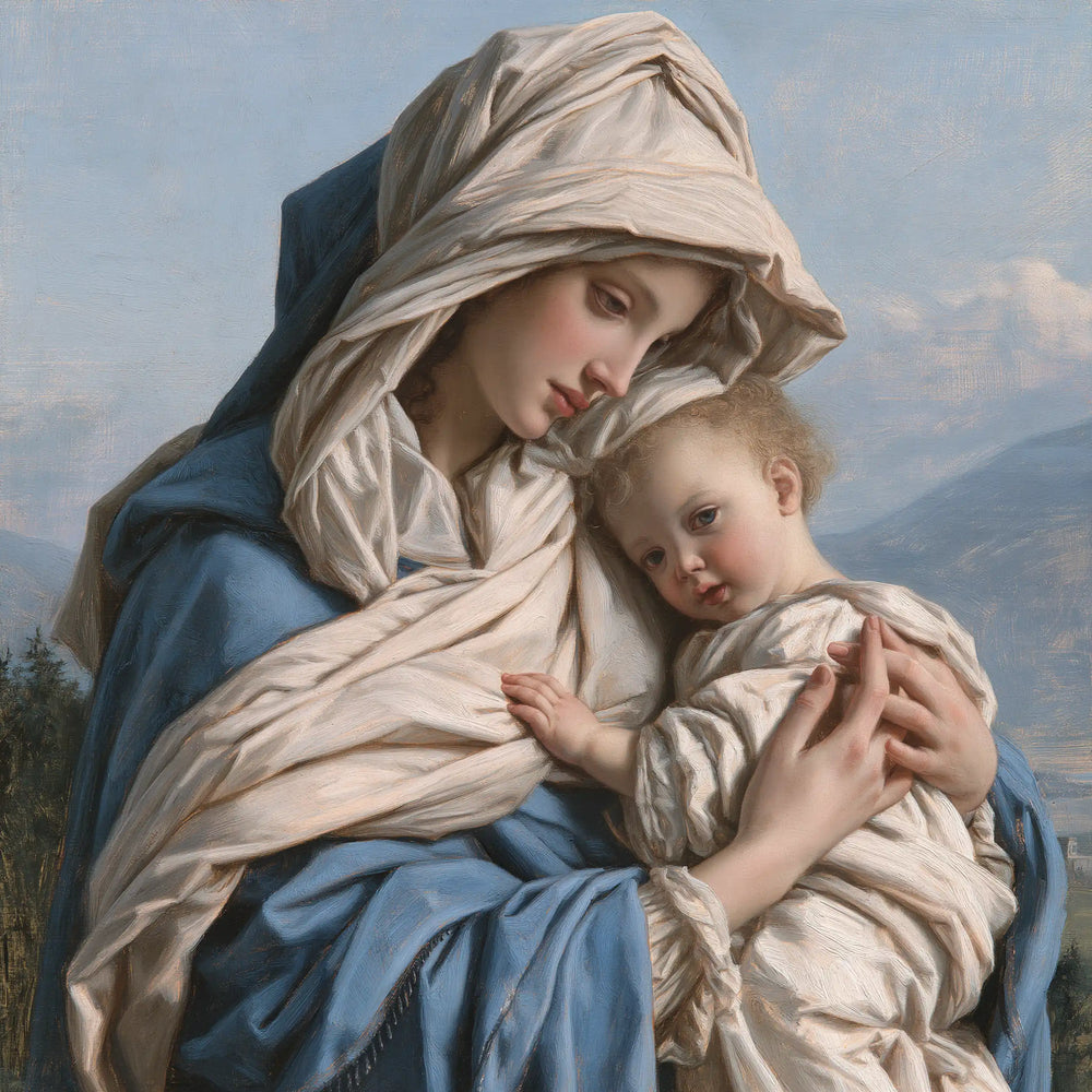 the Virgin Mary with the Child Jesus in Florentine Renaissance style, square Christian artwork no. 3