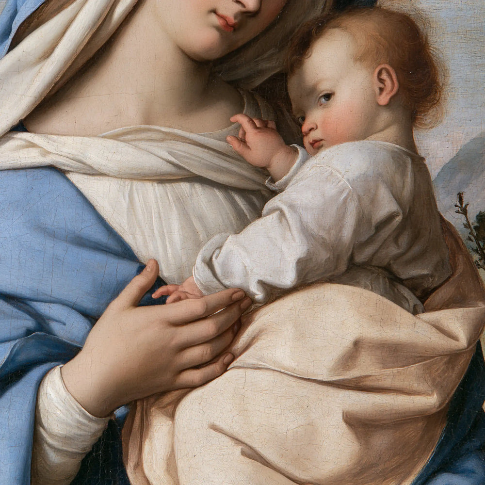 the Virgin Mary with the Child Jesus in Florentine Renaissance style, square Christian artwork no. 7