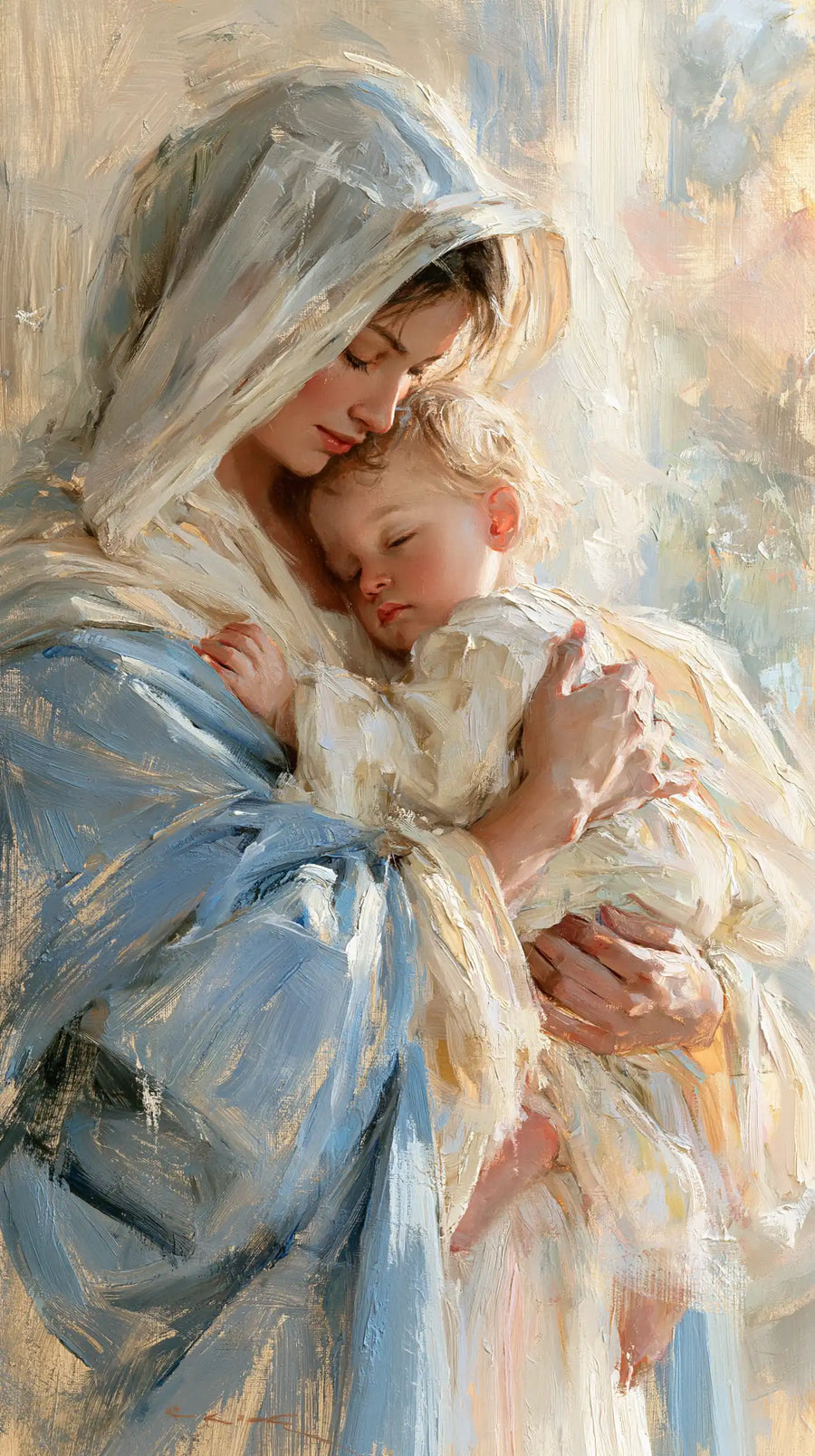 Virgin Mary and Child Jesus - Impressionist · Portrait n° 3