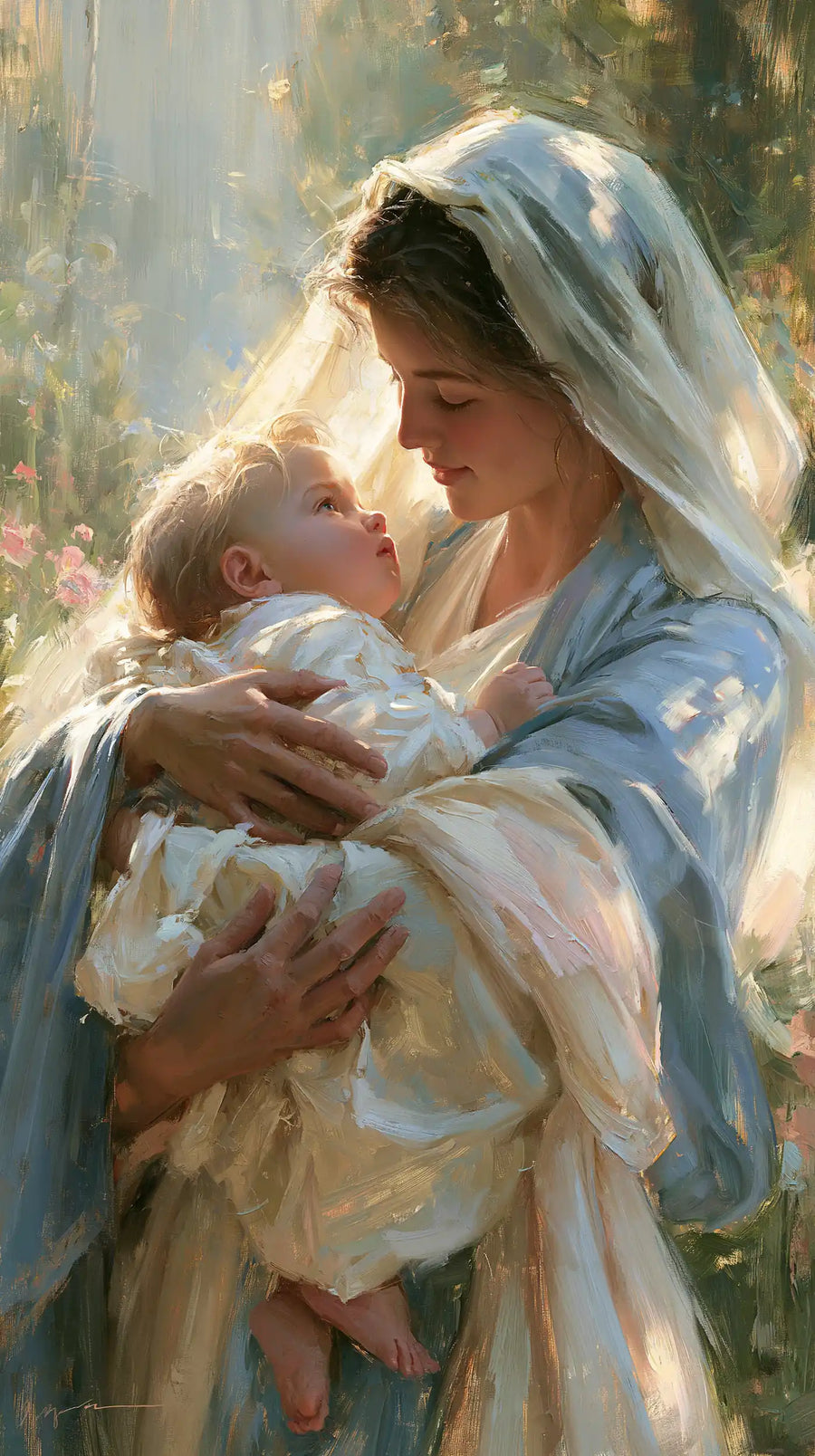 Virgin Mary and Child Jesus - Impressionist · Portrait n° 10