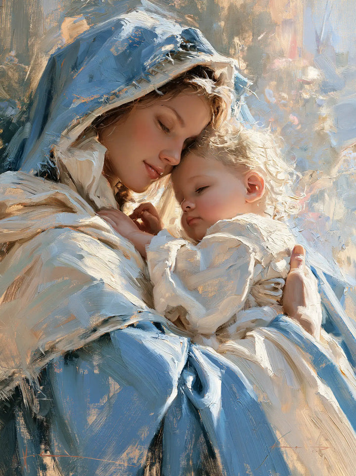 The Virgin and Child — A Cheek Nestled in Gentle Blue