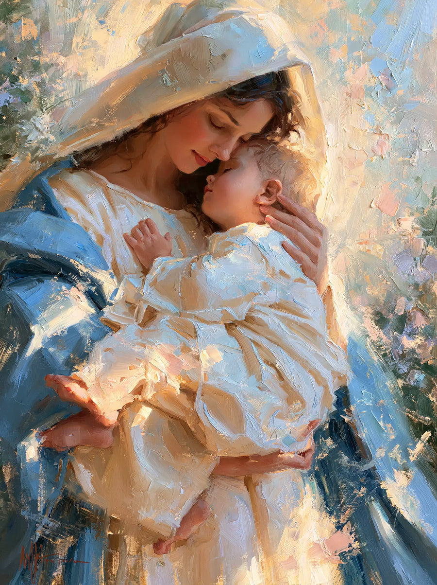Virgin Mary and Child Jesus - Impressionist · Portrait n° 12
