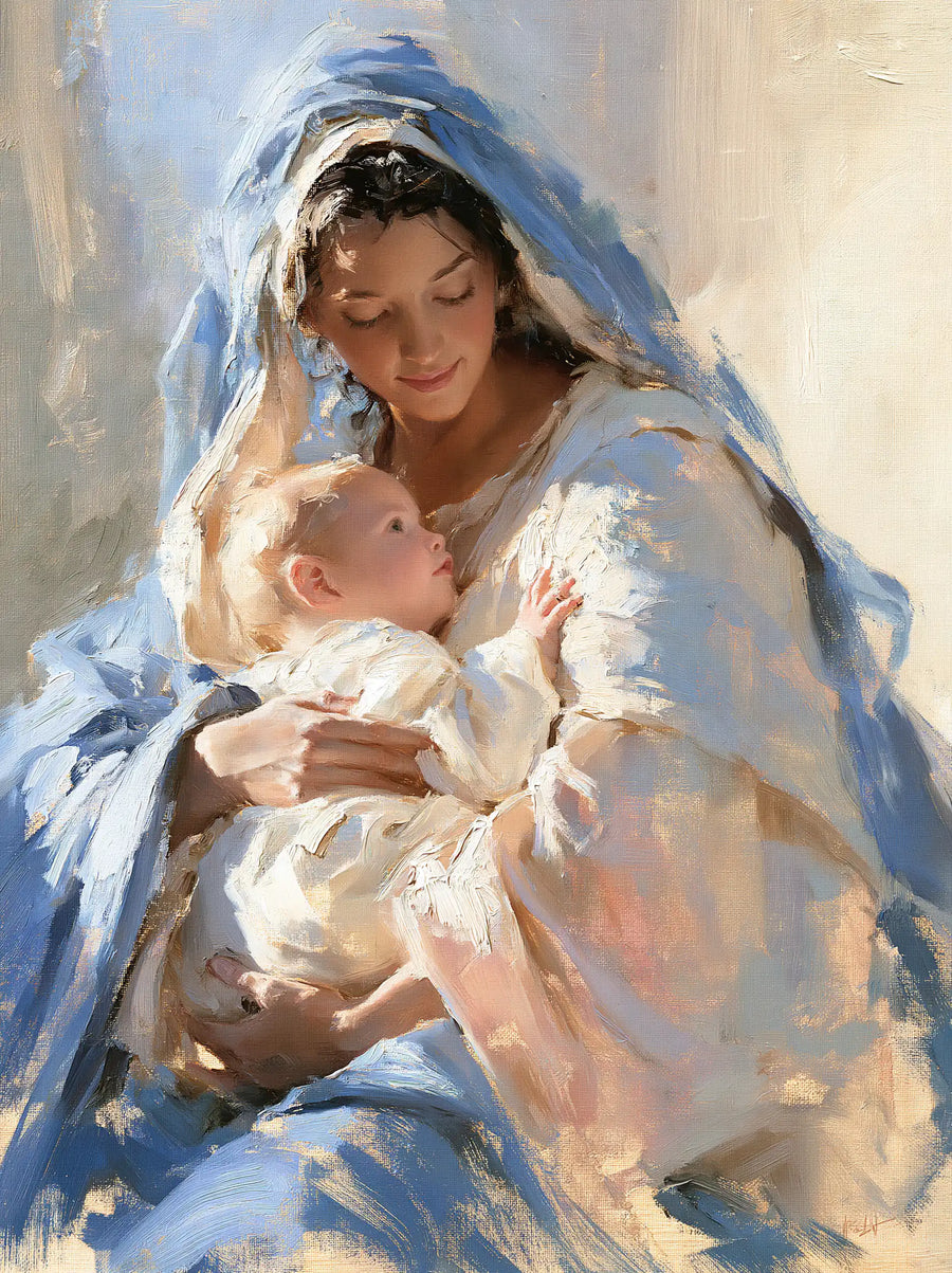Virgin Mary and Child Jesus - Impressionist · Portrait n° 17