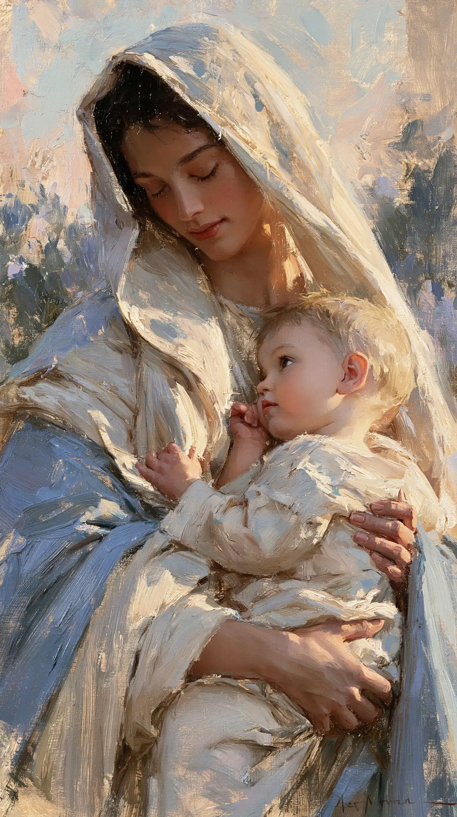Virgin Mary and Child Jesus - Impressionist · Portrait n° 18