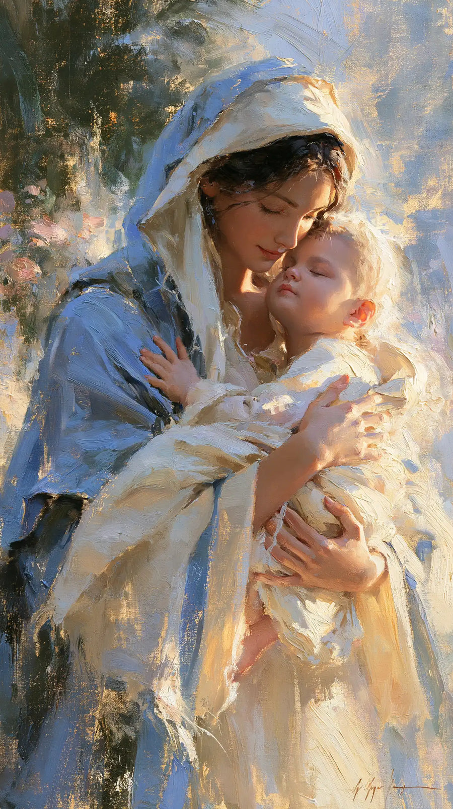 Virgin Mary and Child Jesus - Impressionist · Portrait n° 23