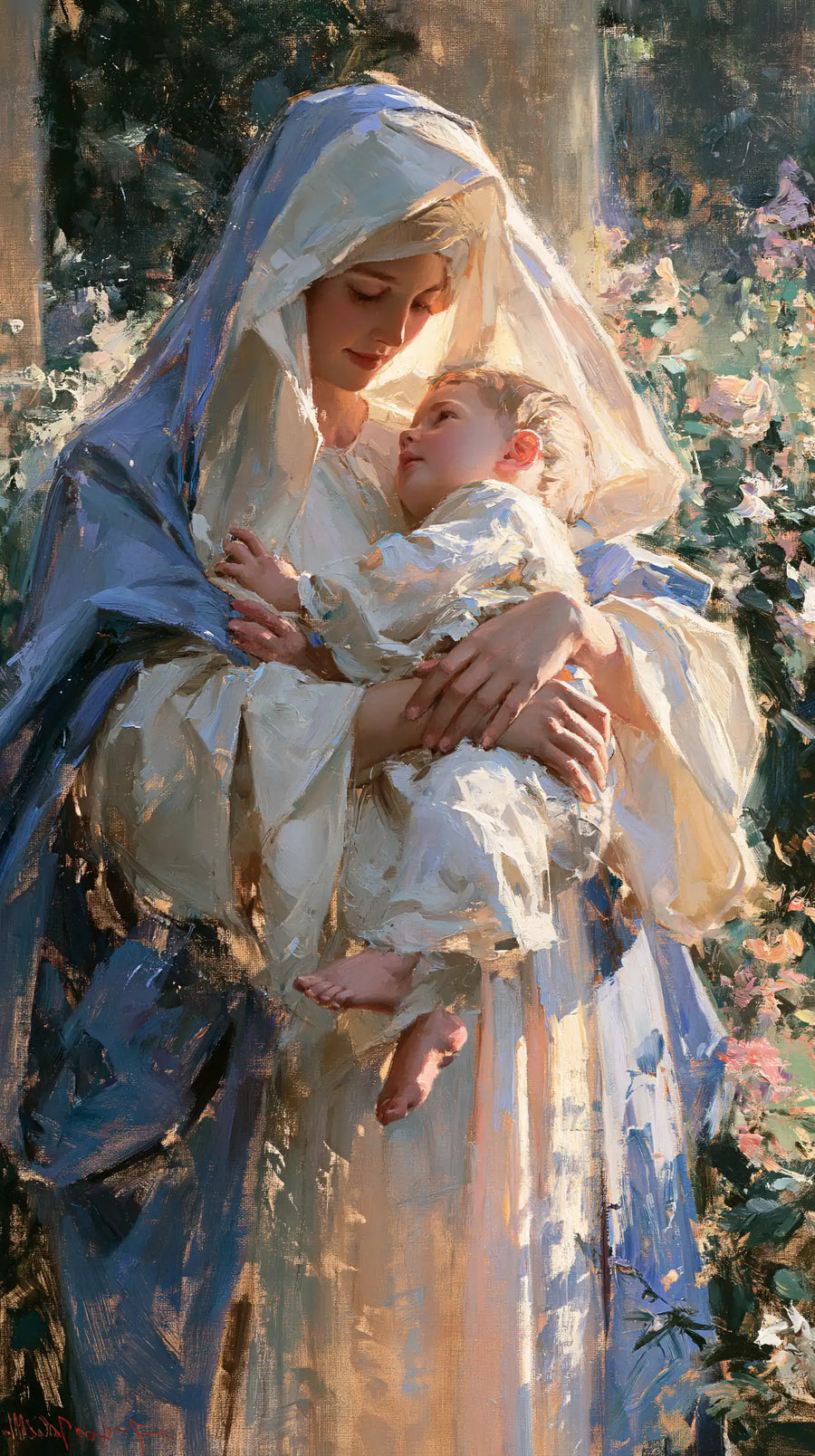 Virgin Mary and Child Jesus - Impressionist · Portrait n° 28