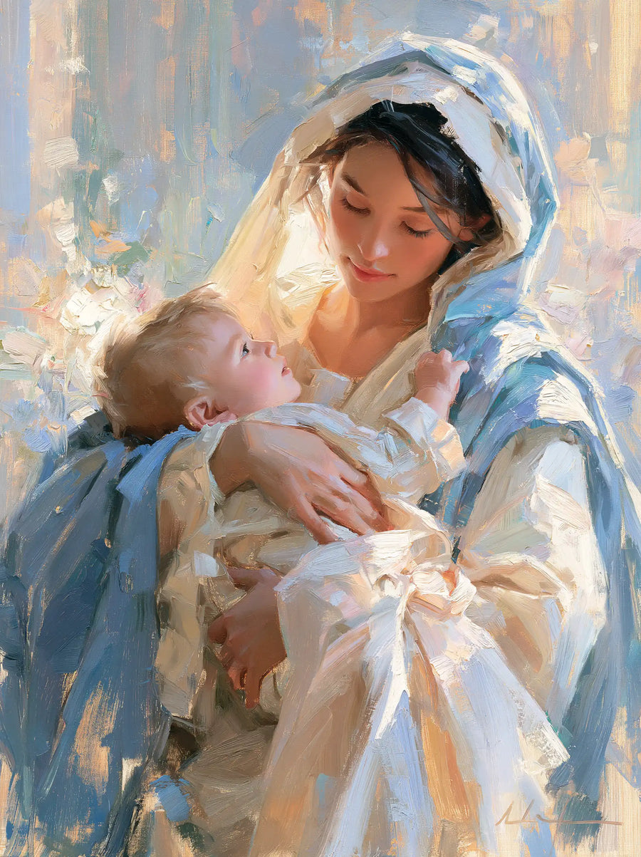 Virgin Mary and Child Jesus - Impressionist · Portrait n° 33