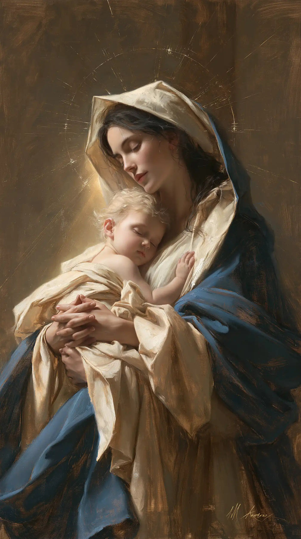 the Virgin Mary presenting the Child Jesus in Mary Presenting the Child Jesus style, portrait Christian artwork no. 3