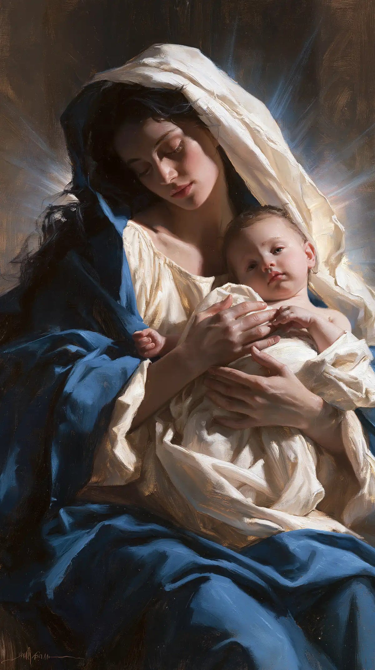 the Virgin Mary presenting the Child Jesus in Mary Presenting the Child Jesus style, portrait Christian artwork no. 11