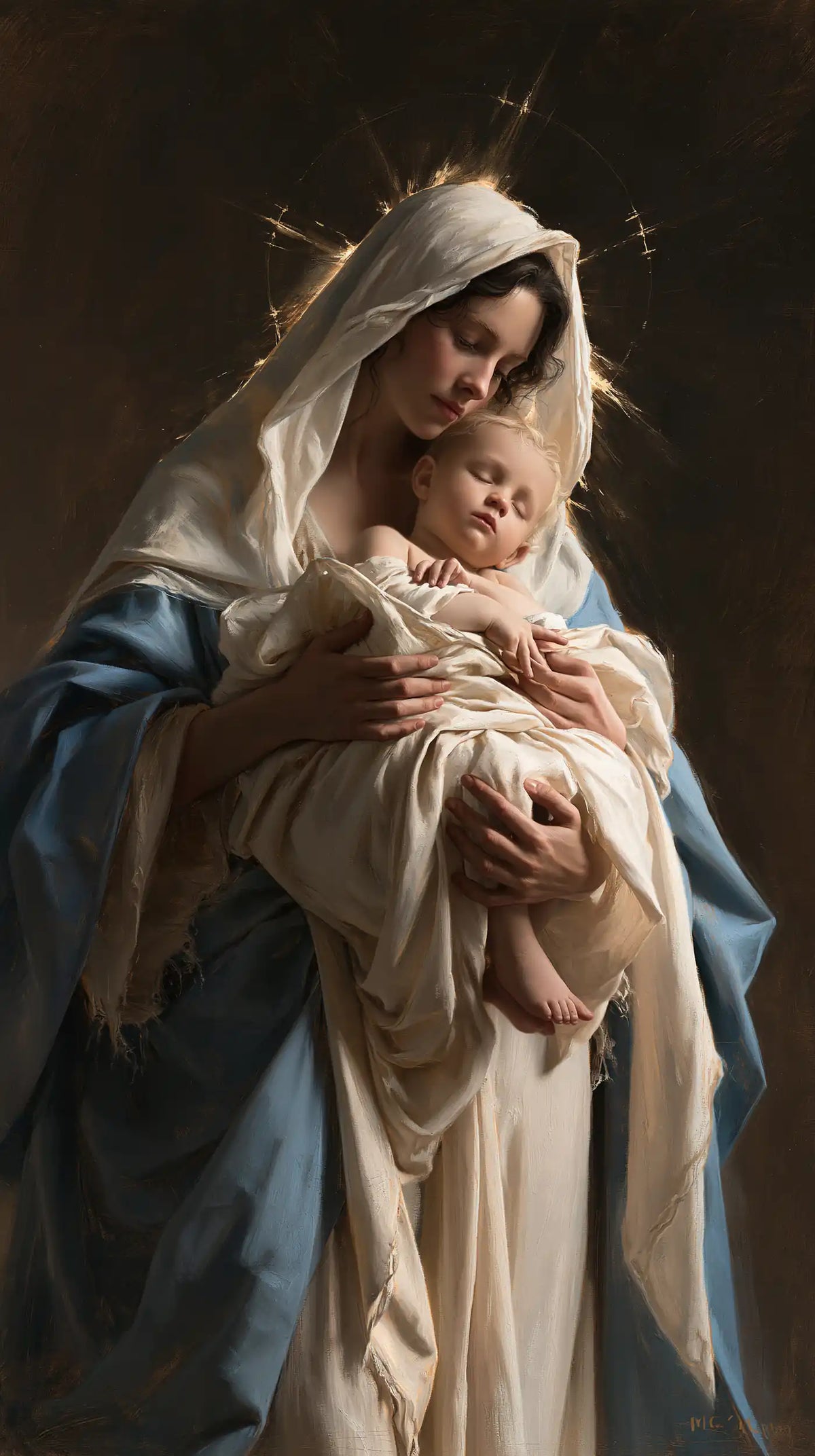 the Virgin Mary presenting the Child Jesus in Mary Presenting the Child Jesus style, portrait Christian artwork no. 26