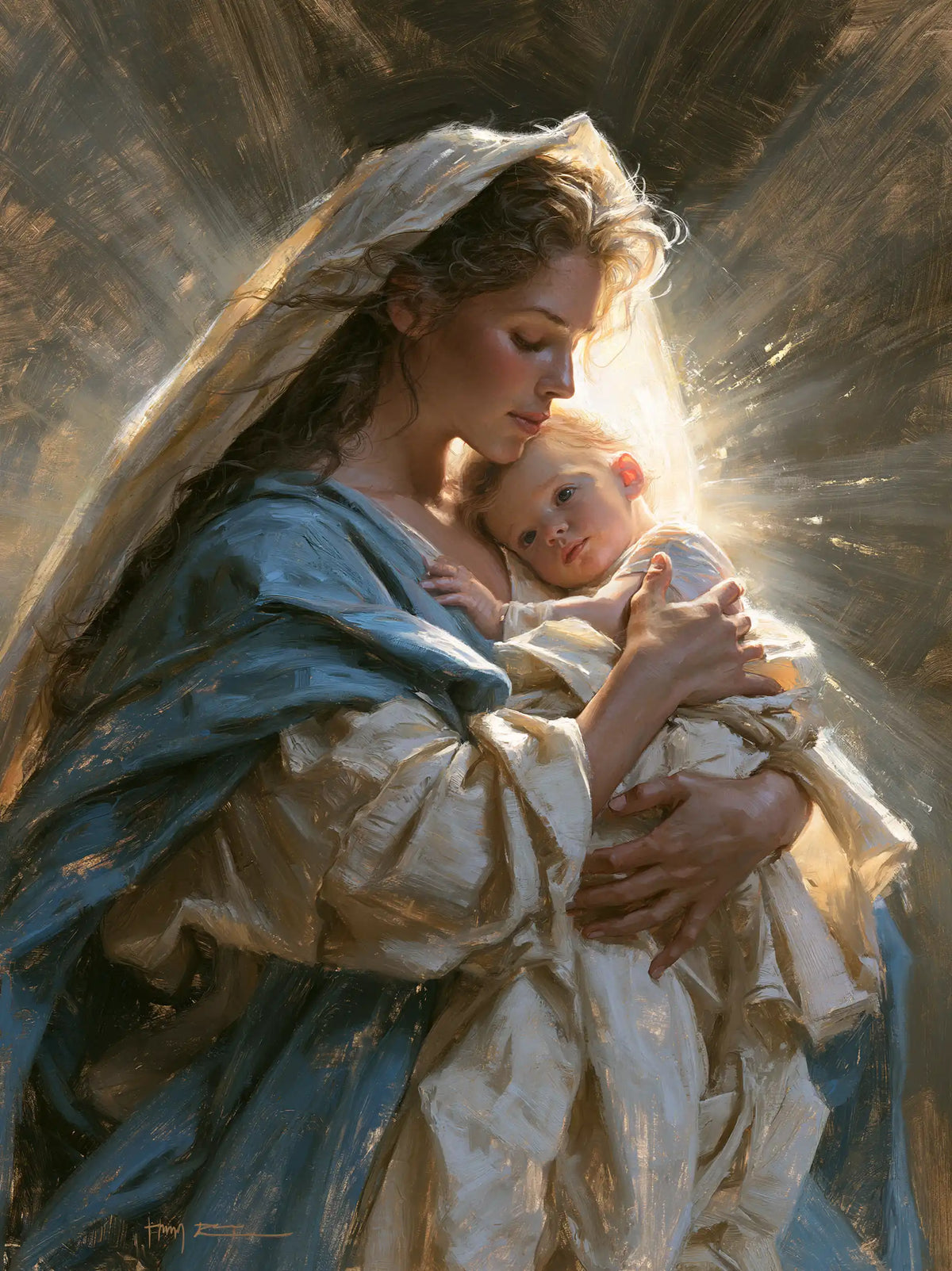 the Virgin Mary presenting the Child Jesus in Mary Presenting the Child Jesus style, portrait Christian artwork no. 39