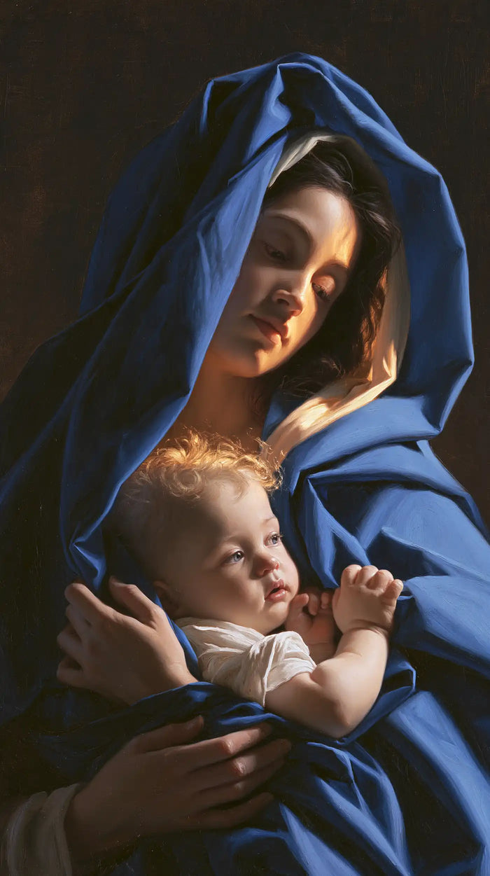 Virgin Mary and Child Jesus - Mary Protecting Jesus Beneath Her Mantle · Portrait n° 7