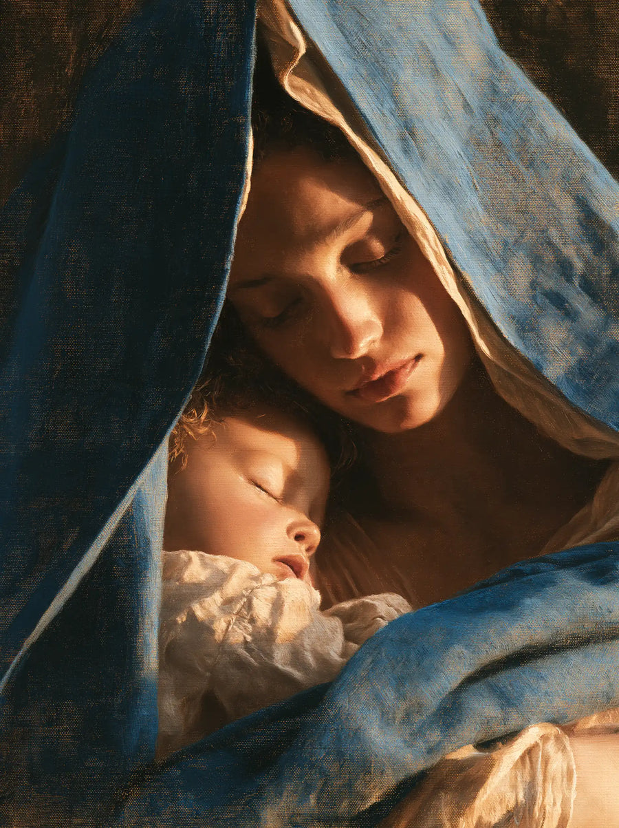 Virgin Mary and Child Jesus - Mary Protecting Jesus Beneath Her Mantle · Portrait n° 22