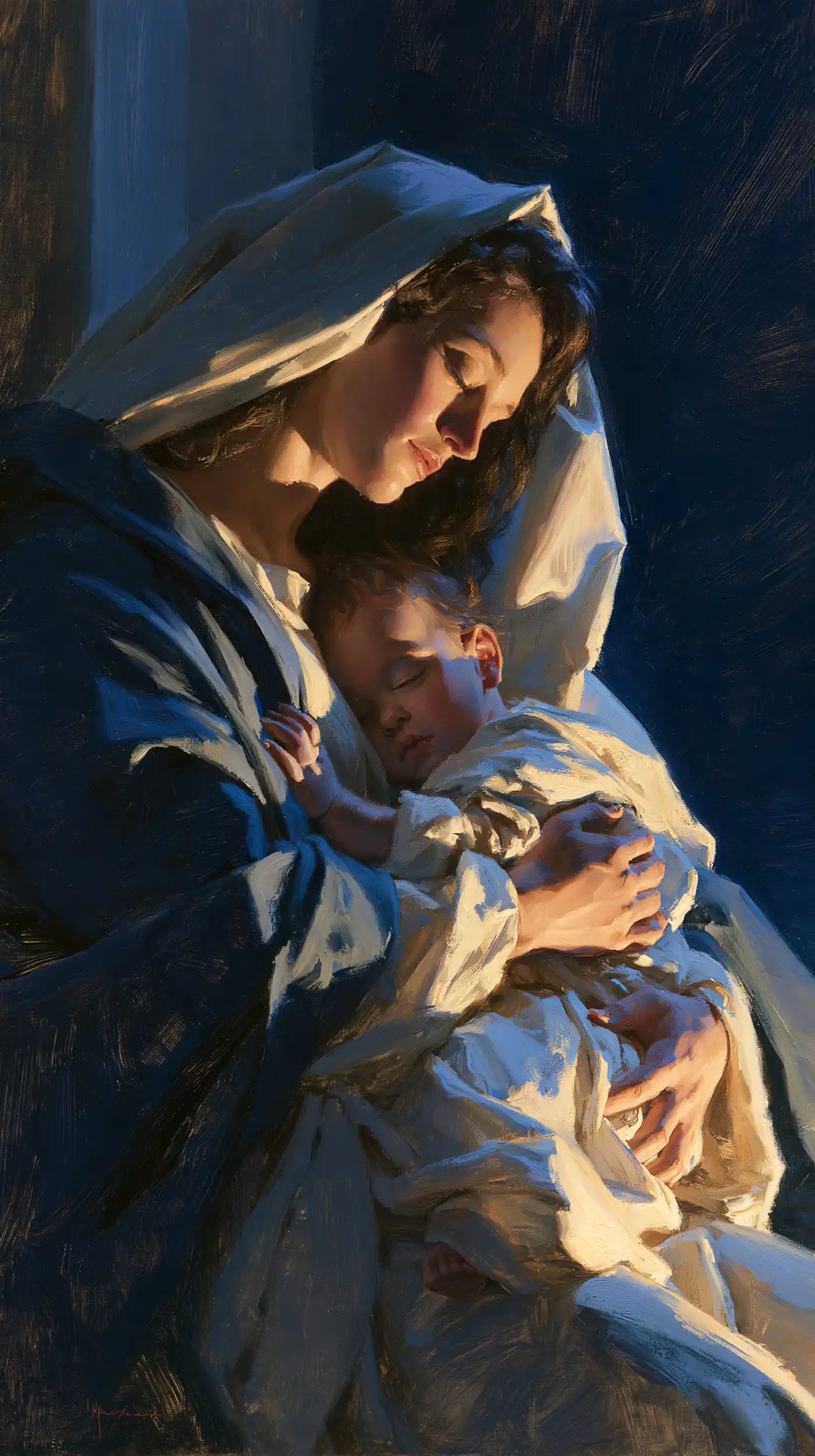 The Virgin and Child — The Sheltering Hand in the Cobalt Night