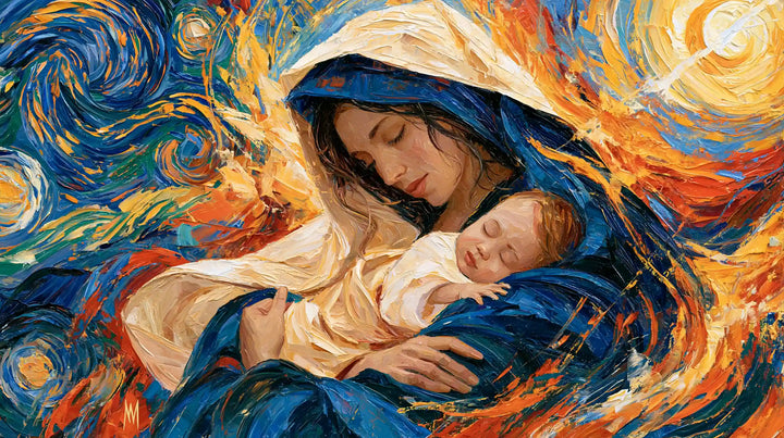 The Virgin and Child — Luminous Silence in Blue