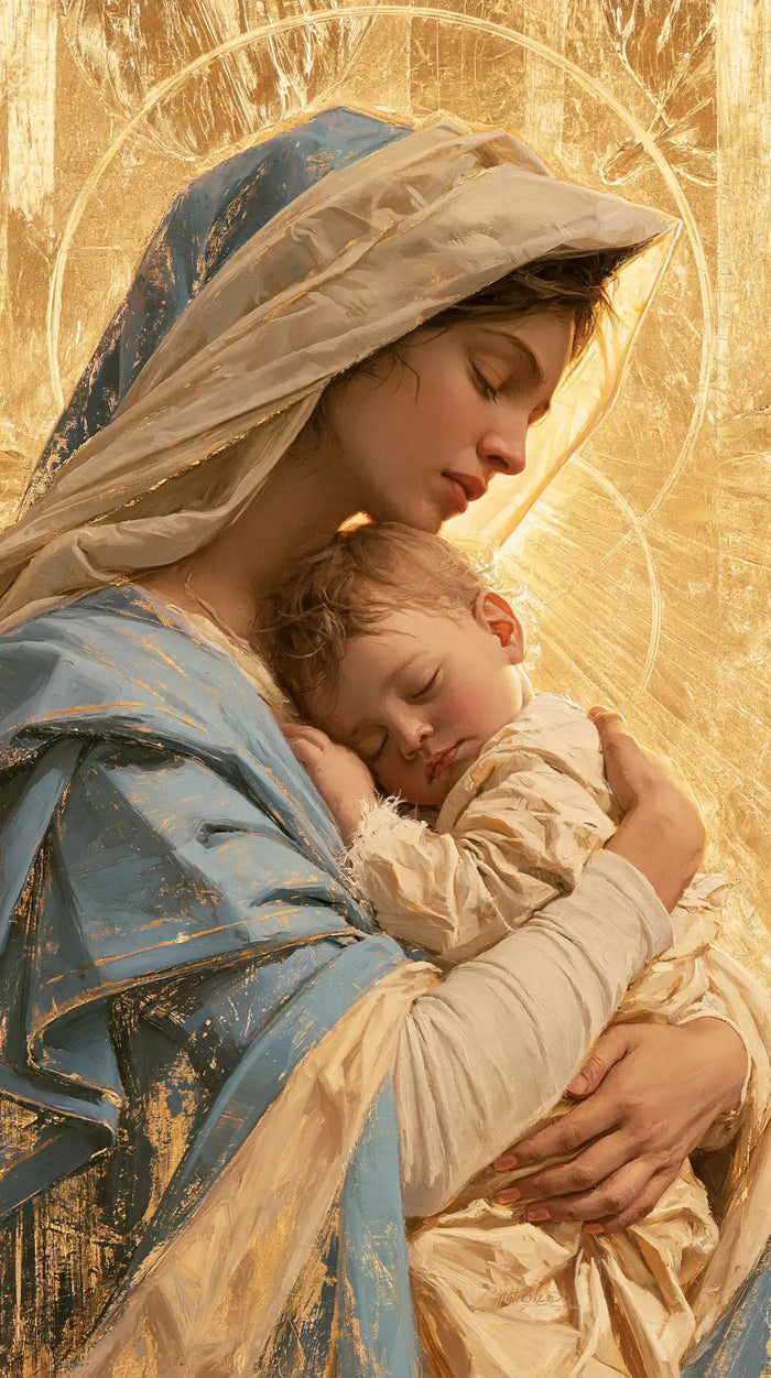 The Virgin and Child — The Embrace Beneath the White-Rayed Circle