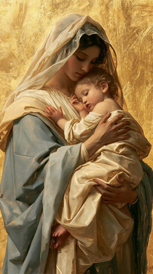 The Virgin and Child — The Little Sleeper in Pale Ochre Folds