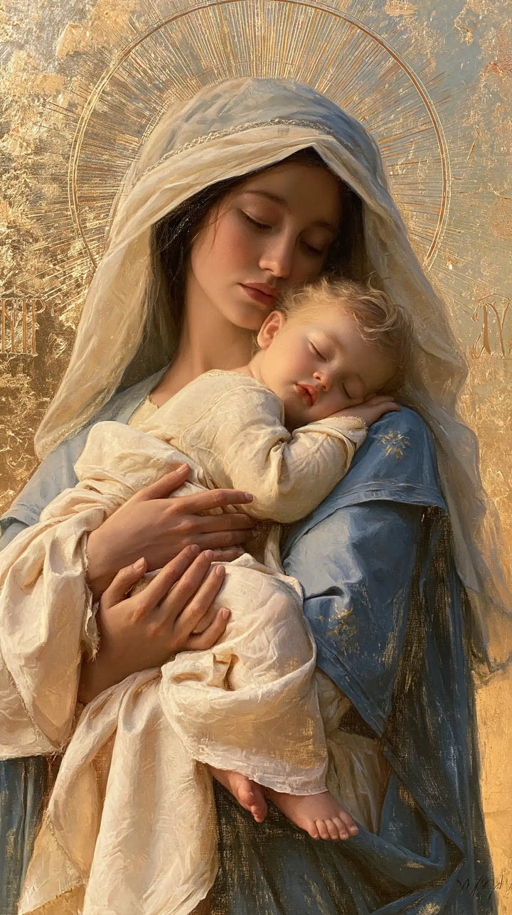 Virgin Mary and Child Jesus - Sacred Gold · Portrait n° 30