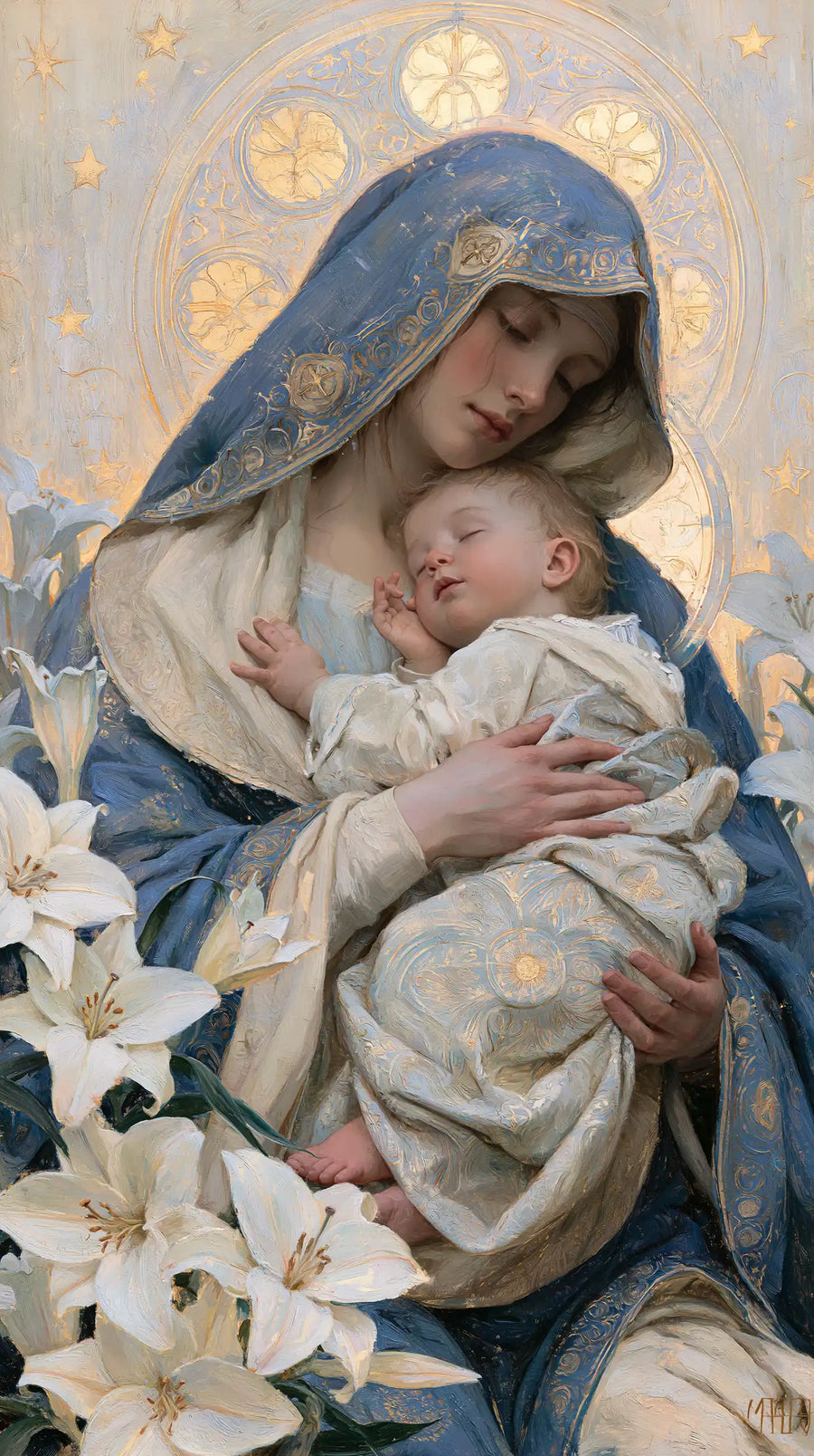 Virgin Mary and Child Jesus - Symbolist · Portrait n° 13