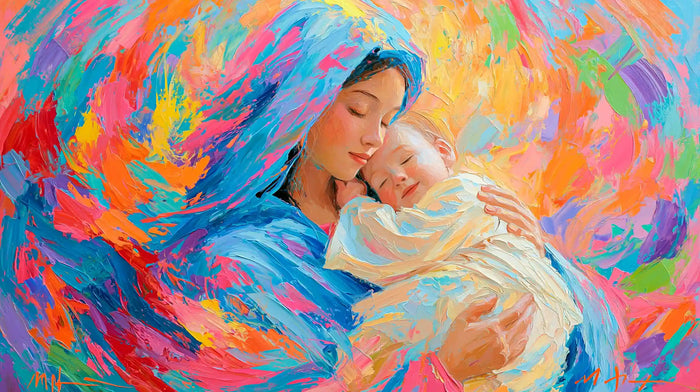 The Virgin and Child — A Cradle of Turquoise and Coral