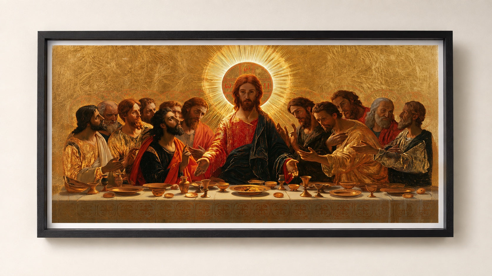 La stessa stampa Last Supper Fine Art in una cornice Box nera profonda
