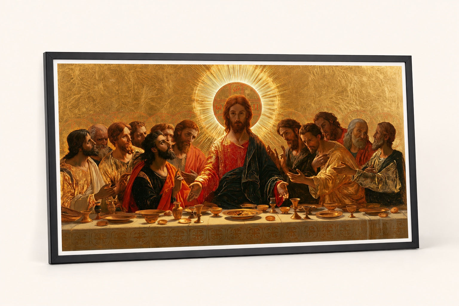 La stessa stampa Last Supper Fine Art in una sottile cornice classica nera