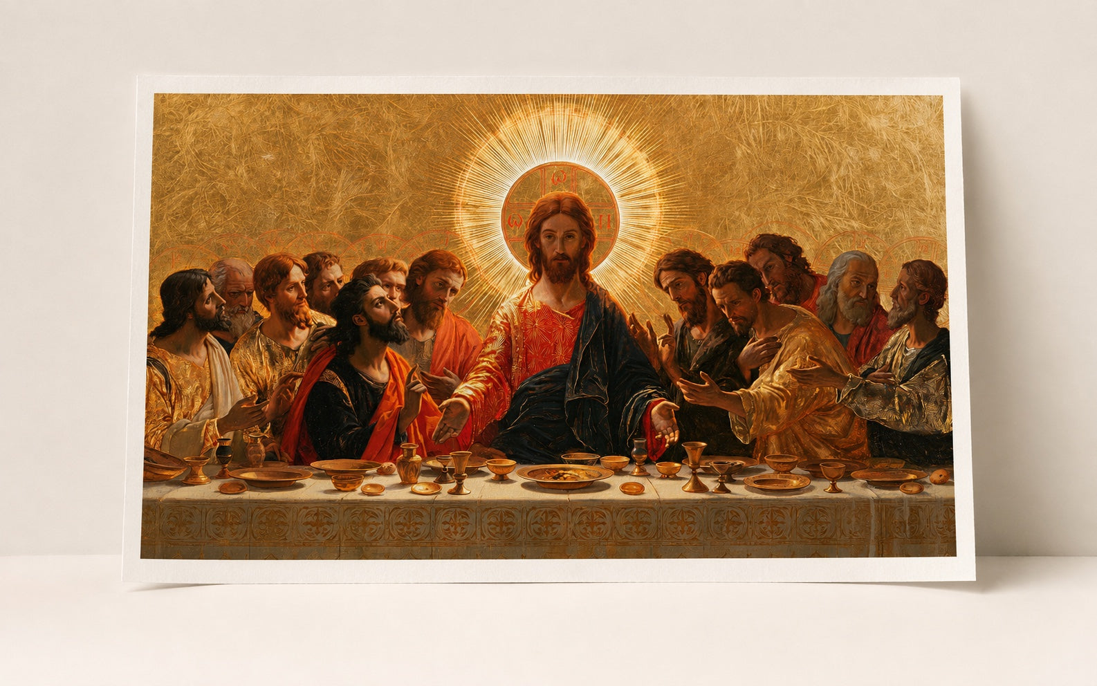 La stessa opera d'arte dell'Ultima Cena presentata come stampa cartacea Fine Art senza cornice
