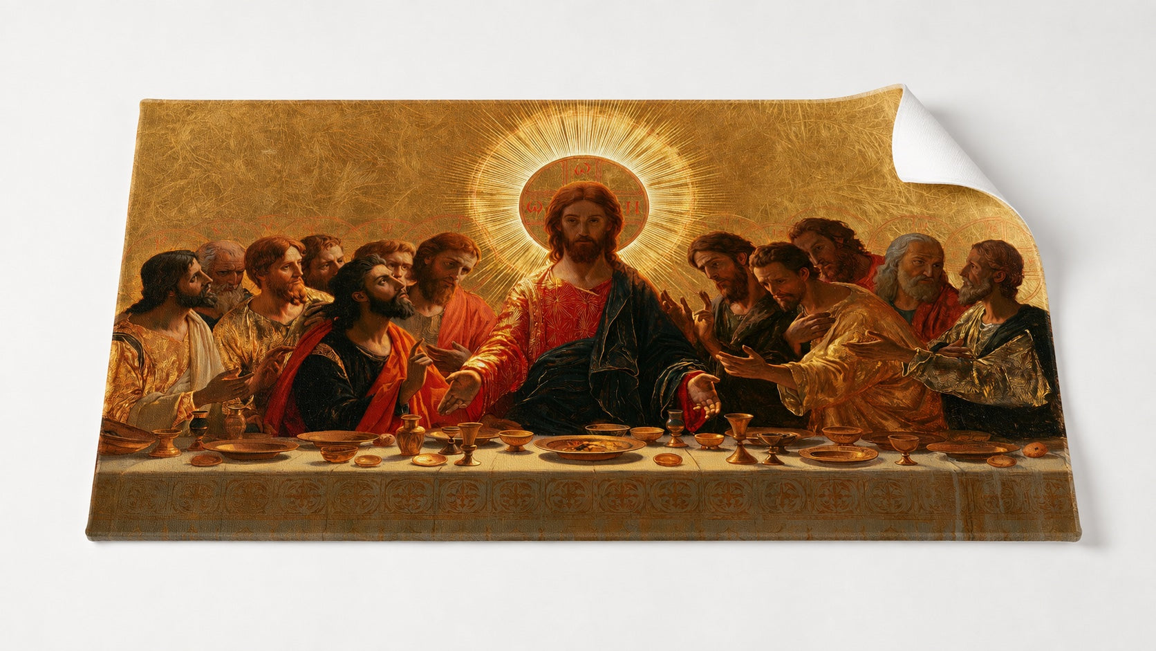 La stessa Ultima Cena stampata su una tela arrotolata senza cornice