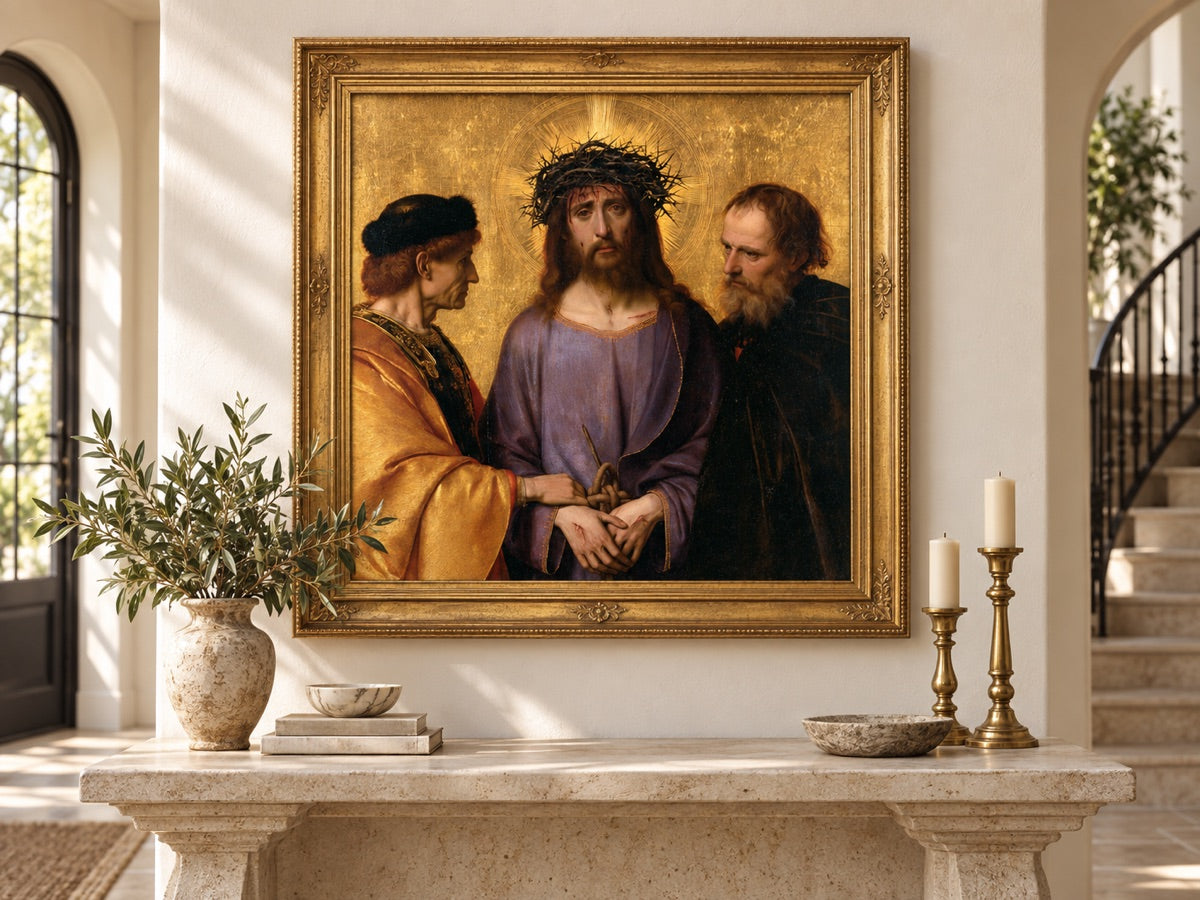 Ecce Homo — ambientazione d’interno con cornice dorata