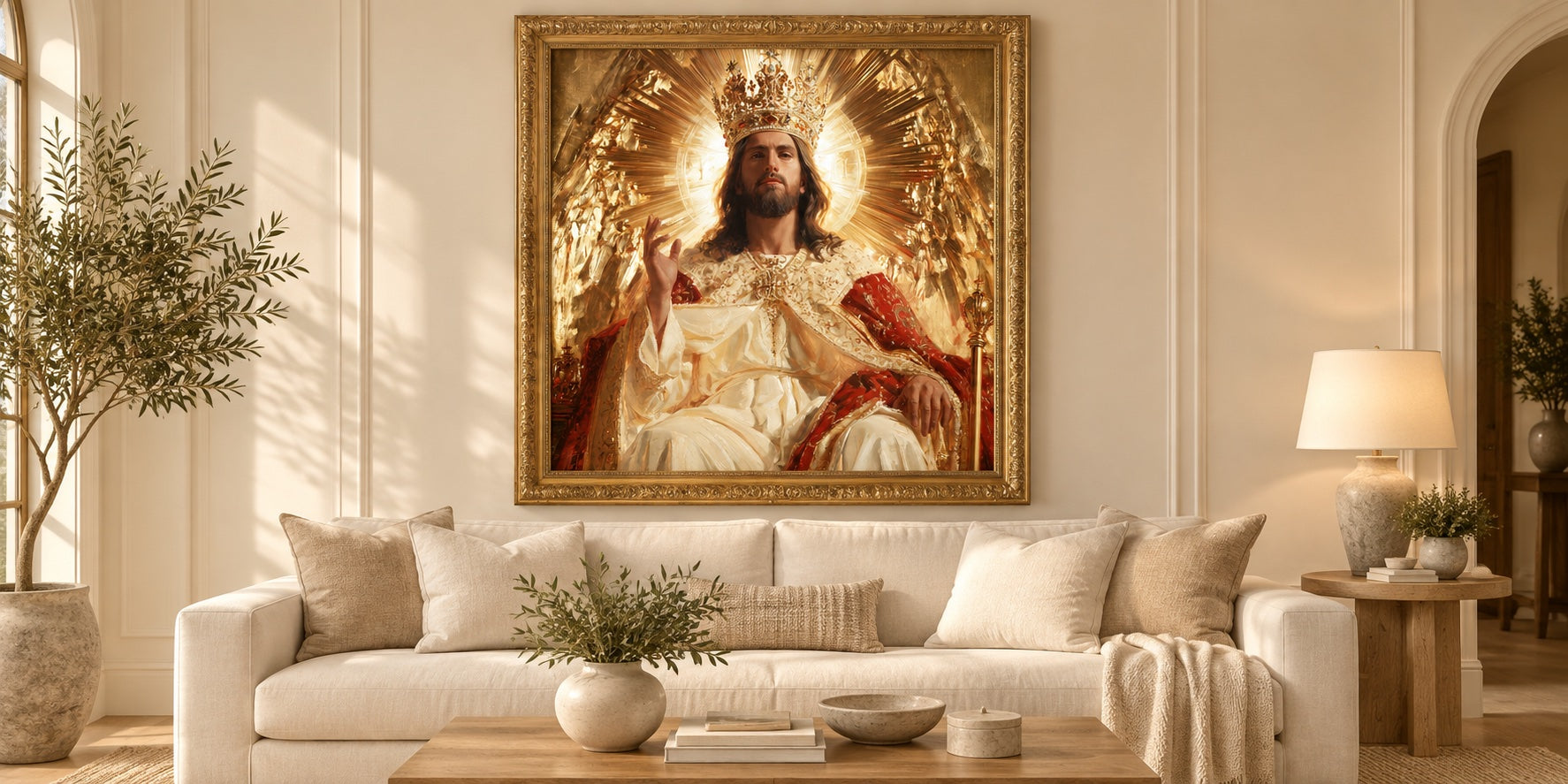 Gesù Re — Gold artwork styled in a gold frame